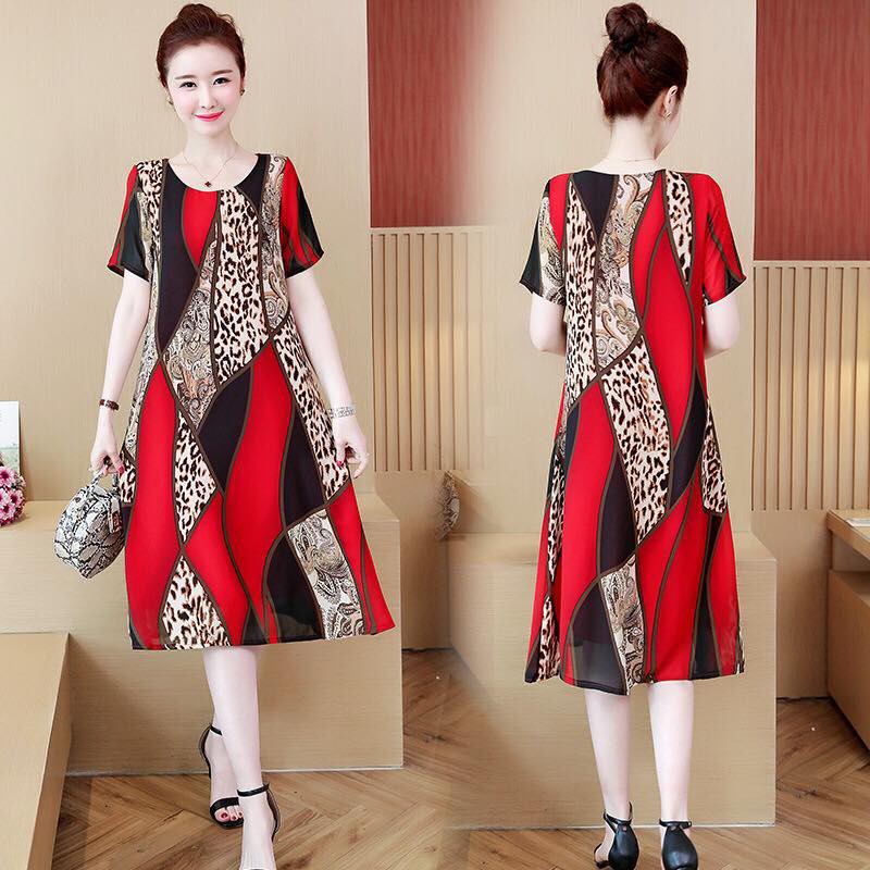 Đầm trung niên cho mẹ , dự tiệc ,  chất lụa voan mịn, ngắn tay dài phủ gối , thoáng mát,siêu sang tinh tế mã số 01616