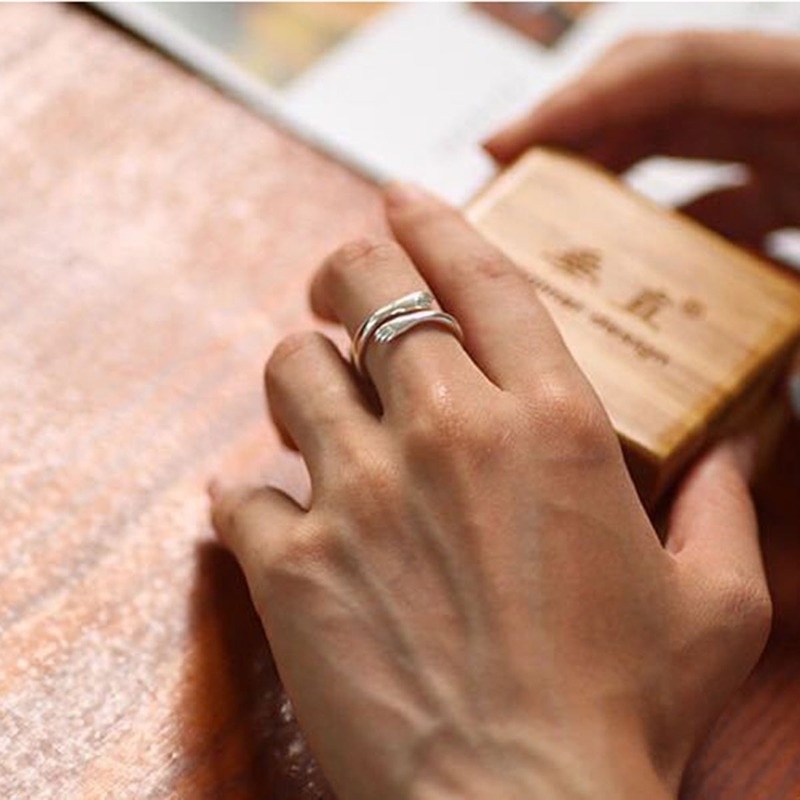 Nhẫn Cặp Đôi Màu Bạc Dạng Mở Thanh Lịch Thời Trang Cho Nam Nữ / Bạn Bè / Ngày Valentine