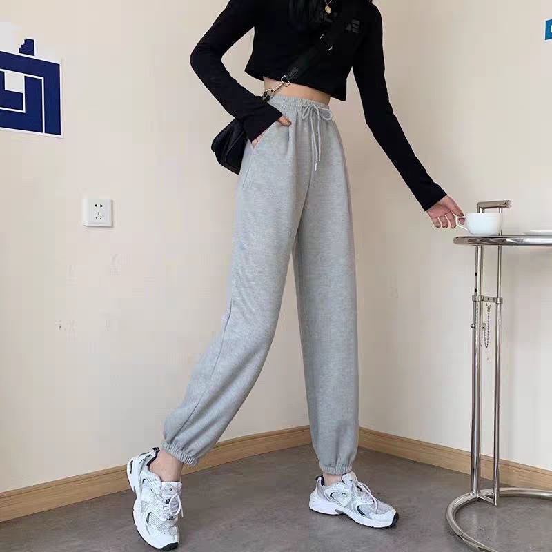 Quần nỉ ống bo thụng Unisex - Jogger thun trơn cạp chun dáng rộng nam nữ đủ size QN03