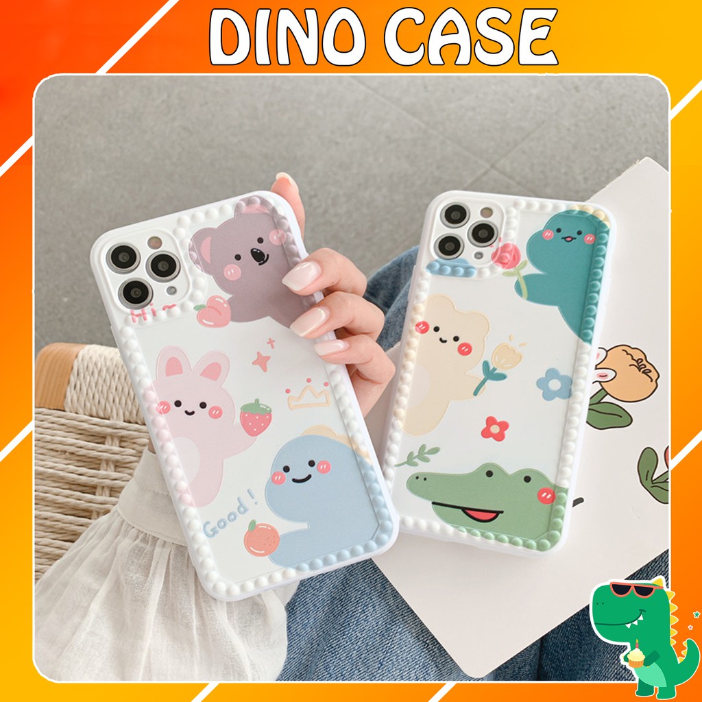 Ốp lưng iphone - Ốp iphone viền chấm bi Khủng long thỏ Koala 7plus/ 8plus / x / xs / xs max / 11 /11 promax Dino Case