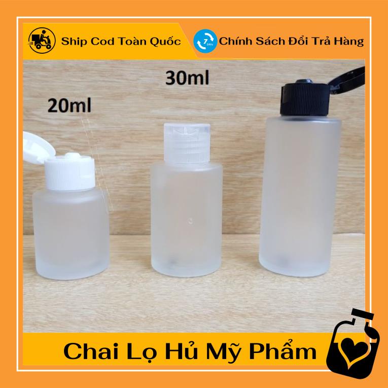 Chai Chiết Mĩ Phẩm ❤ Chai Thủy tinh mờ Nắp bật 20ml,30ml,50ml chiết mỹ phẩm , , phụ kiện du lịch