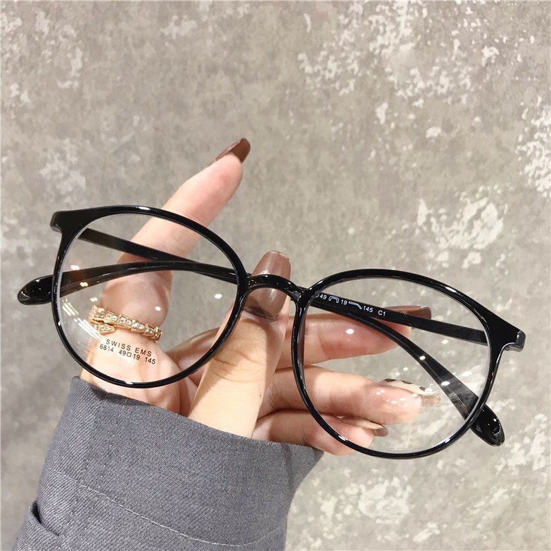 Gọng Kính Hình oval Kiểu Dáng Dễ Thương Phong Cách retro Hàn Quốc
