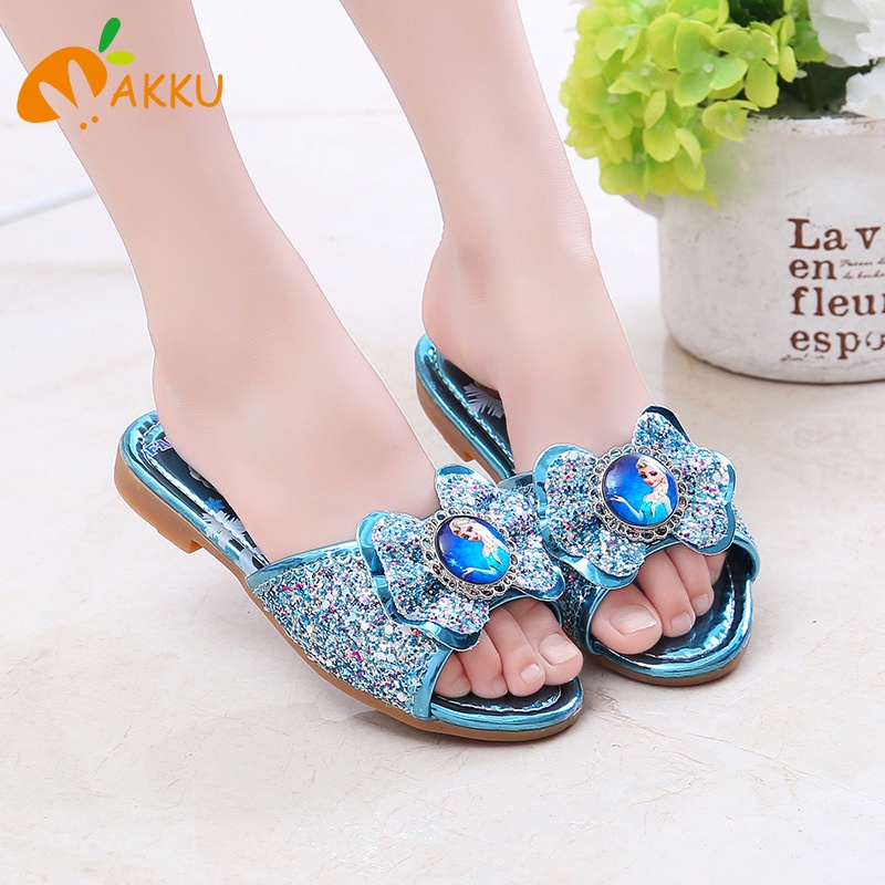 Dép Đế Bằng Đính Đá Hình Công Chúa Elsa Xinh Xắn Cho Bé Gái