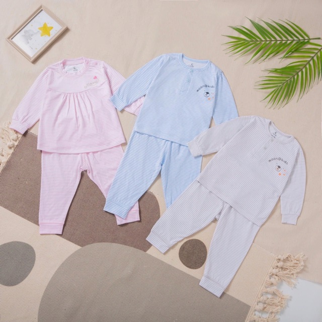 Bộ moon dài tay chất PETIT cổ trụ Size từ 6m đến 2-3y