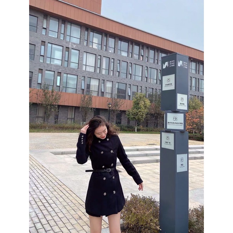 Áo khoác khuy cúc kèm belt