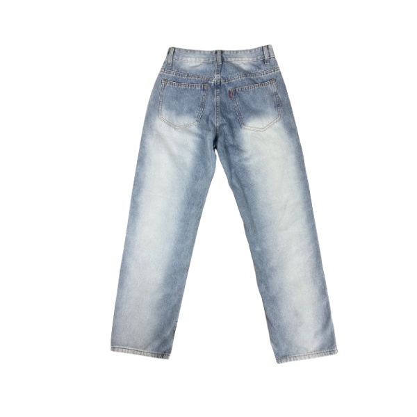 Quần jean nam rách gối ống suông màu xanh chất bò cao cấp cực đẹp rin trơn form rộng TILAA FASHION QJ04