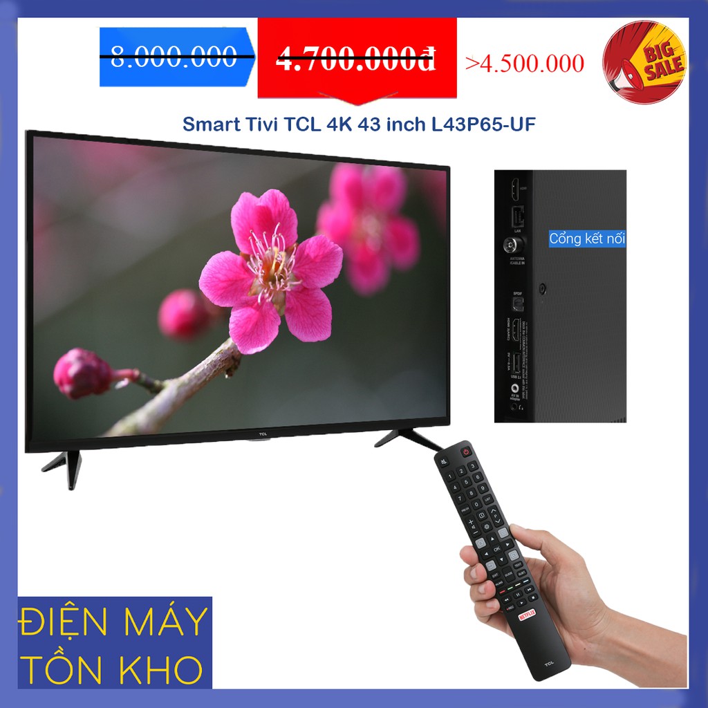 Smart Tivi TCL 4K 43 inch L43P65-UF