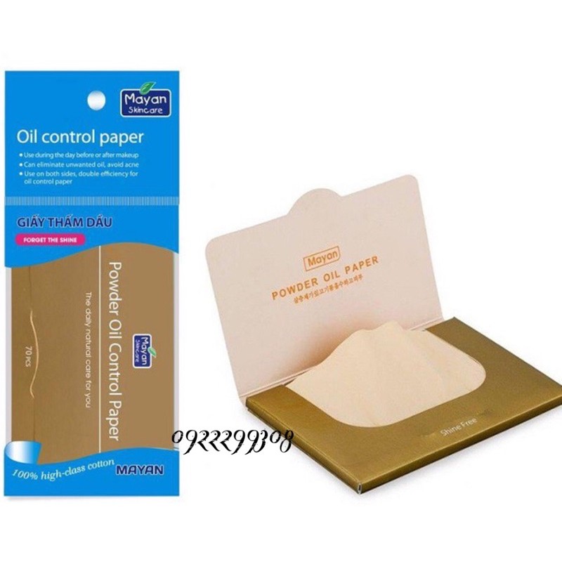 Giấy Thấm Dầu Mayan Có Phấn Makeup 70 Tờ  ( Tác dụng như 1 hộp Phấn mini ]