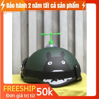 Mũ bảo hiểm 1/2 TOTORO XANH RÊU + KÍNH PHI CÔNG + CHONG CHÓNG