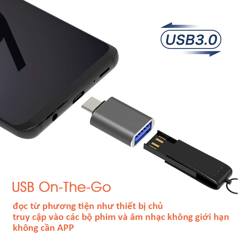 Bộ chuyển đổi USB C OTG TYPE-C sang USB 3.0 chuyển tập tin kết nối với các thiết bị bên ngoài Adapter