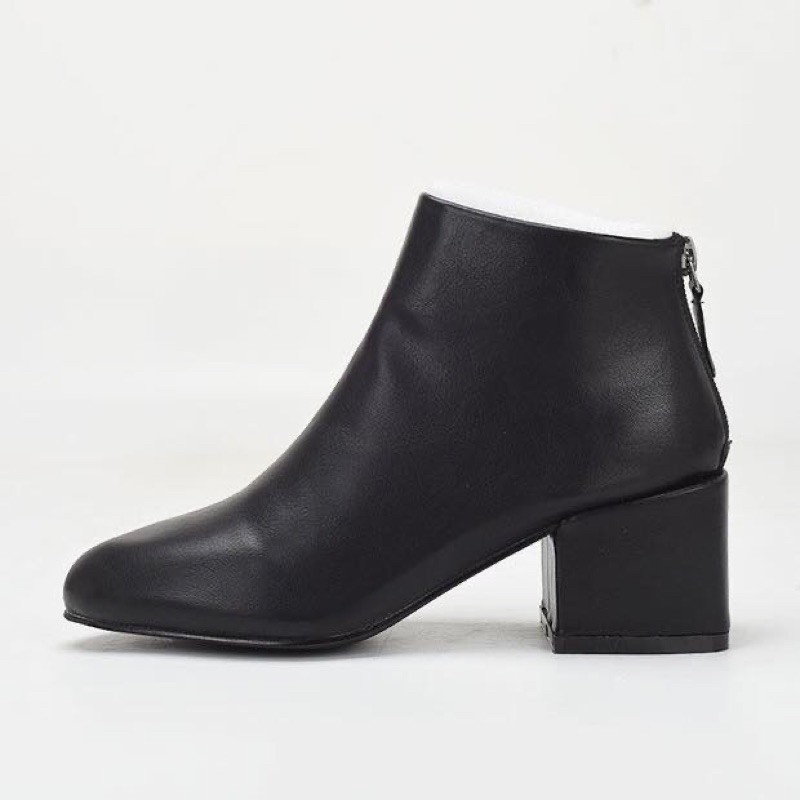 Bốt da trơn cổ thấp kéo khoá sau | BigBuy360 - bigbuy360.vn