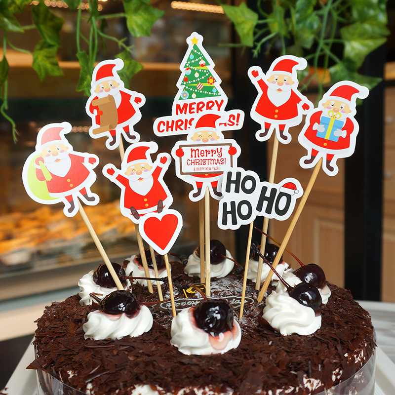 Set 9 phụ kiện chèn trang trí bánh hình ông già Noel hoạt hình dễ thương