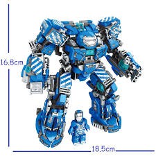 Lego Lắp Ráp Xếp Hình Marvel Mô Hình Robot Hulkbuster Iron Man Xanh MK38 602 Khối LY76020 - Đồ Chơi Trẻ Em