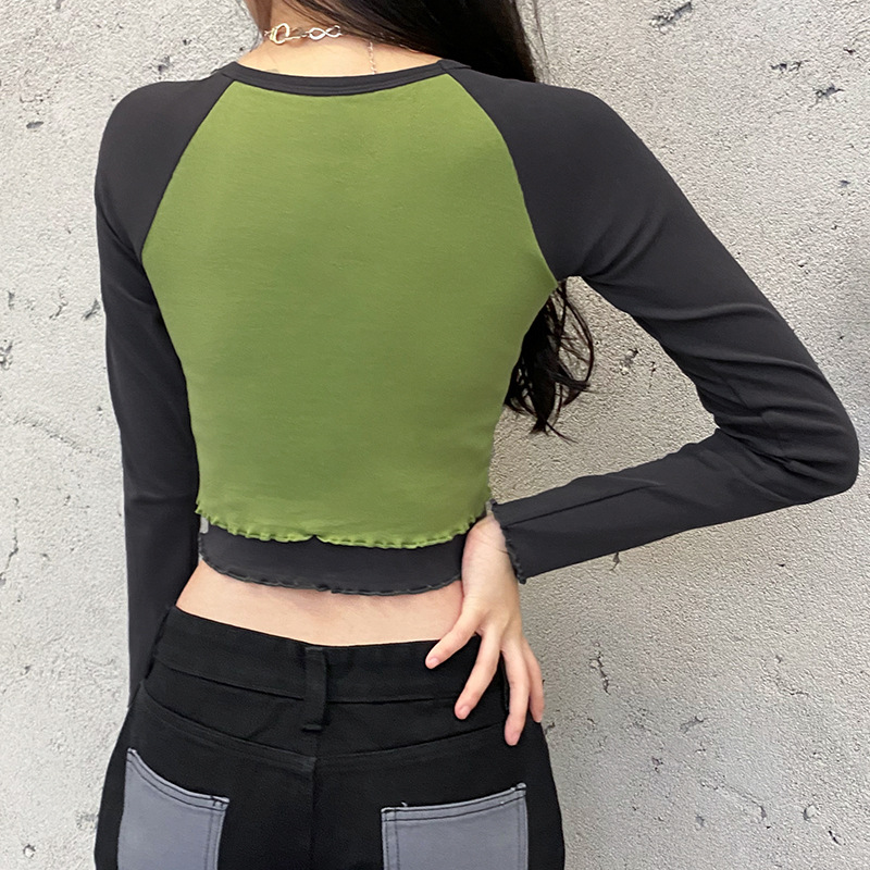 Áo thun dáng ôm tay dài in chữ kiểu dáng thời trang Modou