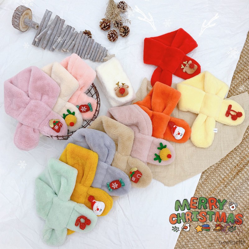 Khăn Quàng Cổ Bằng Nhung Lông Thiết Kế Hình Hoạt Hình Dễ Thương Phong Cách Hàn Quốc Dành Cho Trẻ Nhỏ