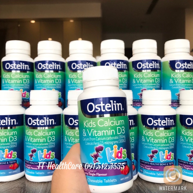 Kẹo Canxi Cho Bé Ostelin Kids Calcium & Vitamin D3, 90 Viên Canxi Cho Bé Từ 2 Tuổi