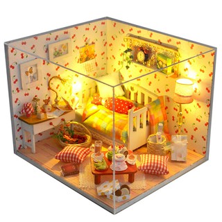 Mô hình nhà gỗ lắp ráp búp bê diy - kèm mica - tw12 autumn