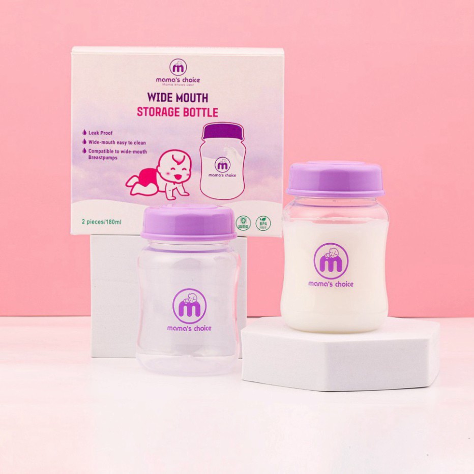 [DEAL 0 ĐỒNG] Bình Đựng sữa Mama's Choice 180ml 🍀Bình Sữa Cổ Rộng Đa Năng Cho Mẹ và Bé 🍀Bảo Quản Sữa Mẹ, Sữa Bột Cho Bé