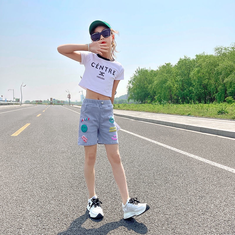 Quần Short Denim Thời Trang Mùa Hè Phong Cách Phương Tây Kiểu Mới 2022 Cho Bé Gái