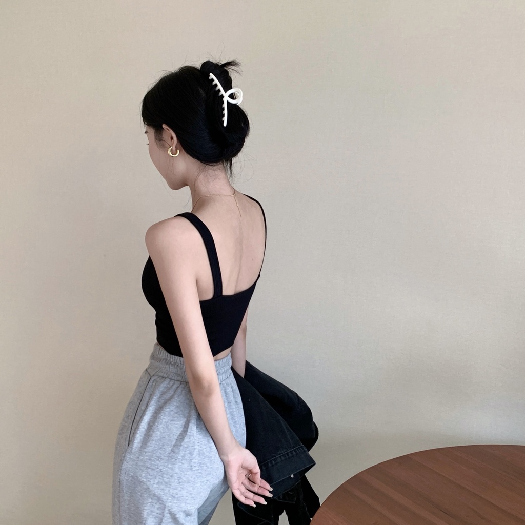 Áo Tank Top Cổ Chữ V Hở Lưng Có Đệm Ngực