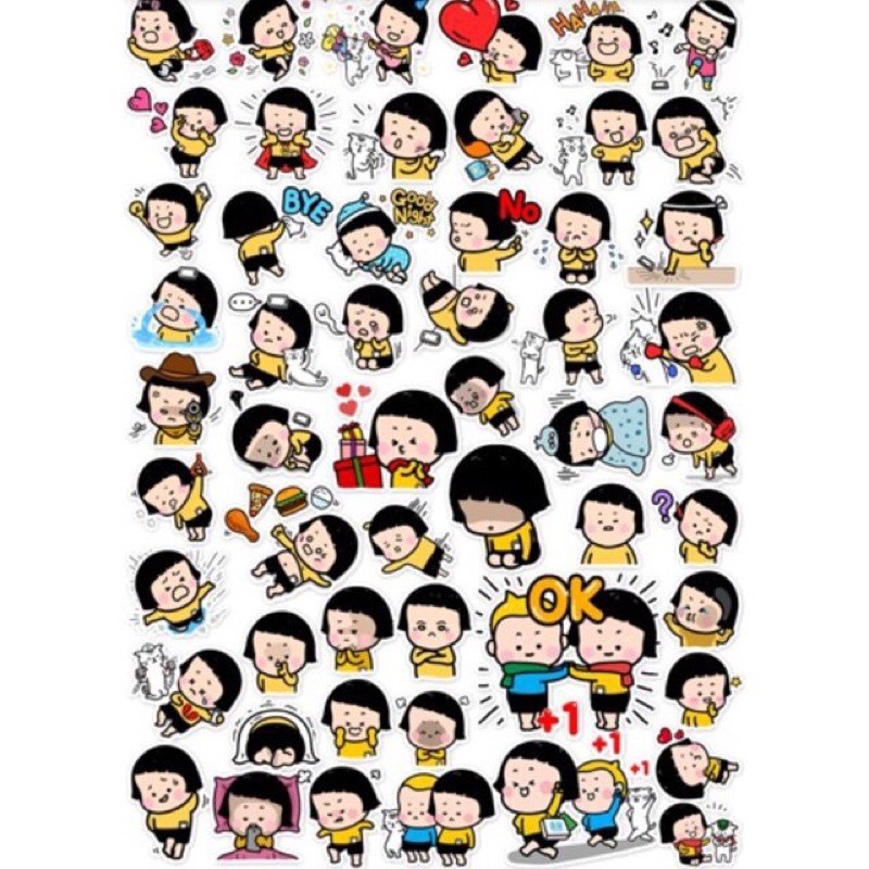 combo 30-60 sticker dán MiM và Yam ép lụa  hống nước/ hình dán MiM và Yam