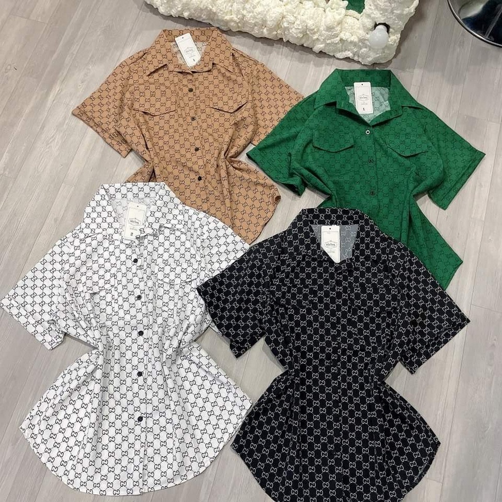 Áo sơ mi bigsize nữ(60kg đến 95kg)sơ mi tay ngắn bigsize phom rộng mập xinh mã sm gg