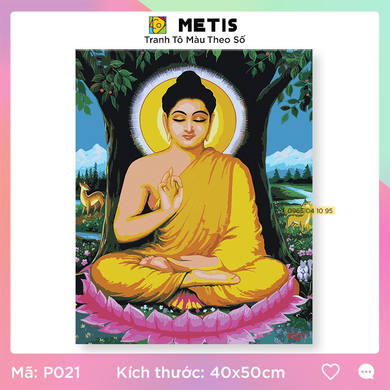 Tranh Tô Màu Theo Số Tranh Số Hoá Phật Giáo Thích Ca Có Khung METIS P021- Sẵn Hàng