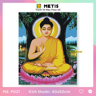 Tranh Tô Màu Theo Số Tranh Số Hoá Phật Giáo Thích Ca Có Khung METIS P021- Sẵn Hàng