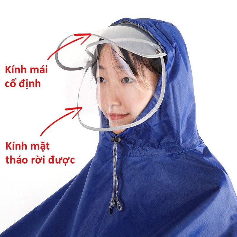 Áo mưa phản quang vải dù ép PVC chống rách có kính che mặt 1 mũ và 2 mũ