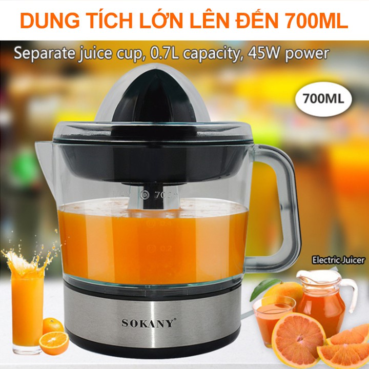 Máy vắt cam SOKANY INOX JE-6230 dùng điện CHÍNH HÃNG dung tích 700ml