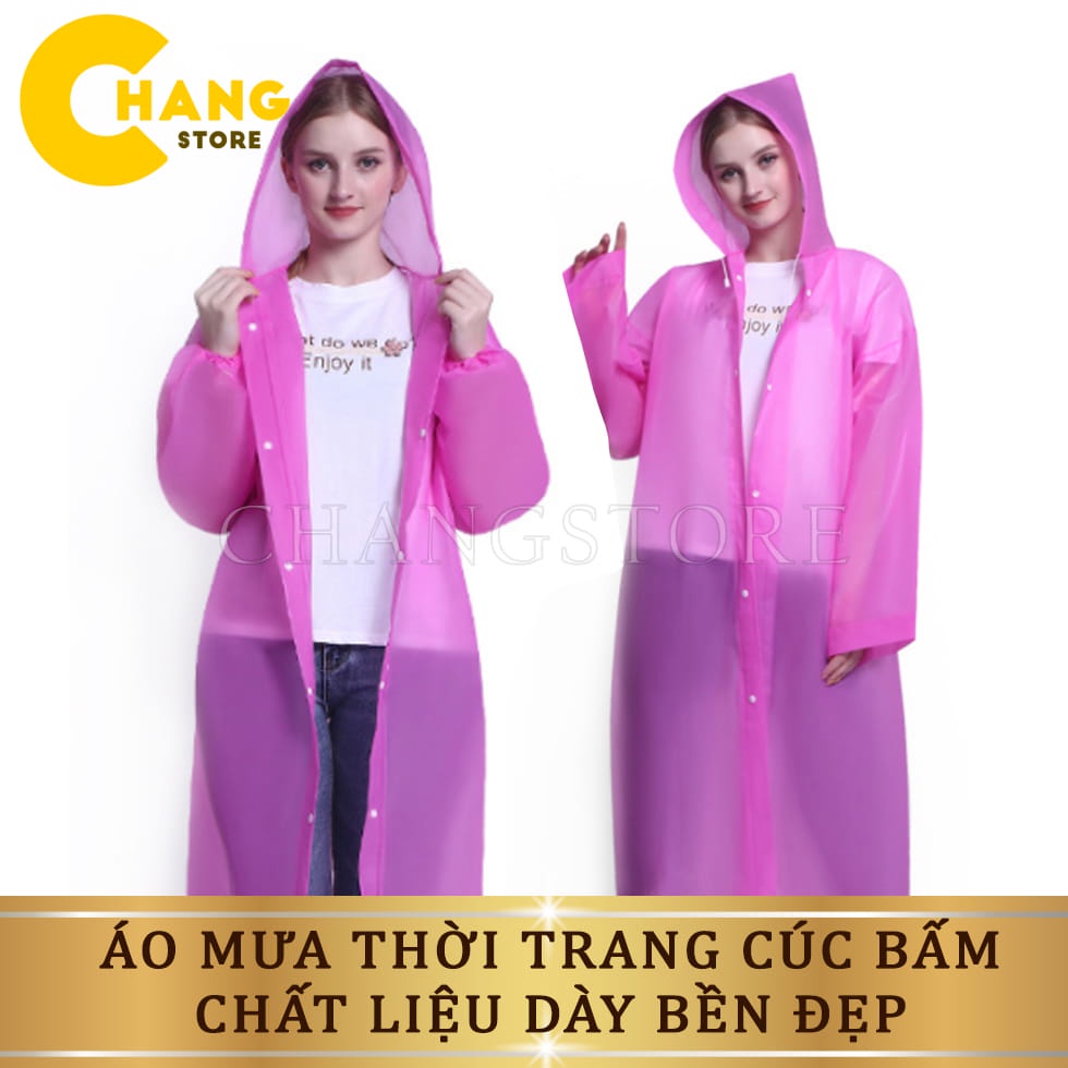 Áo mưa 1 người, áo mưa măng tô trong suốt được làm chất liệu EVA chống nước, chống thấm cao cấp