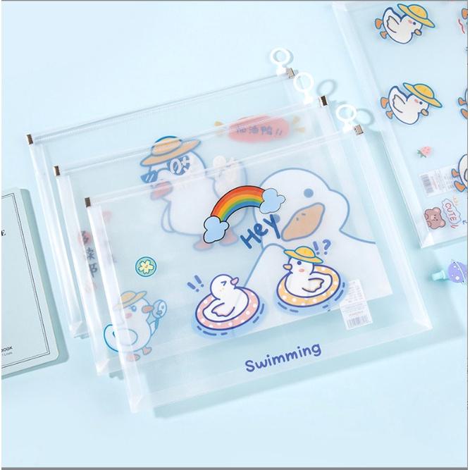 Túi Zip đựng hồ sơ, tài liệu, bài kiểm tra A4 hình thú siêu cute cho học sinh, văn phòng TUIZIPCUTE