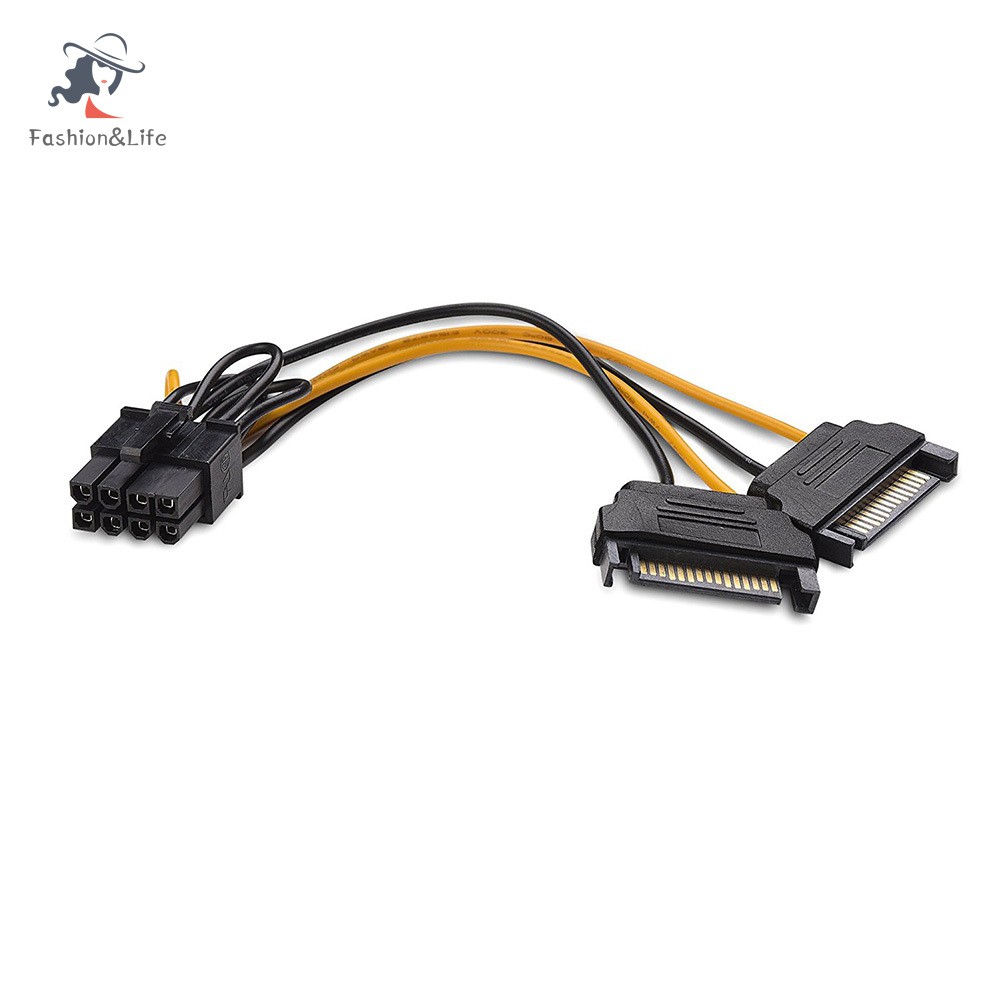 Set 1 / 5 Cáp Video 15pin Sata Sang Pcie 8pin (6 + 2) Dài 18cm