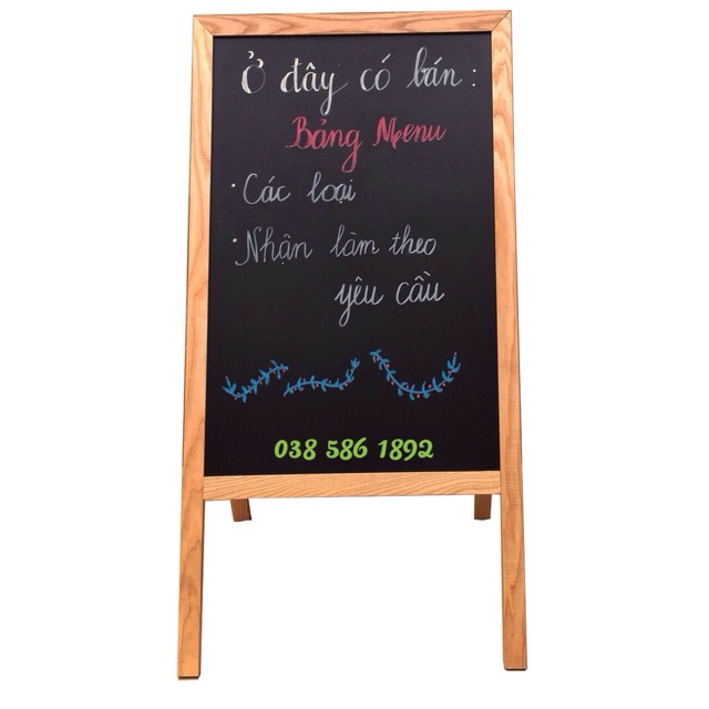 Bảng Menu nhà hàng 1 mặt chân gỗ đứng 60 *110 cm (Kèm quà tặng)