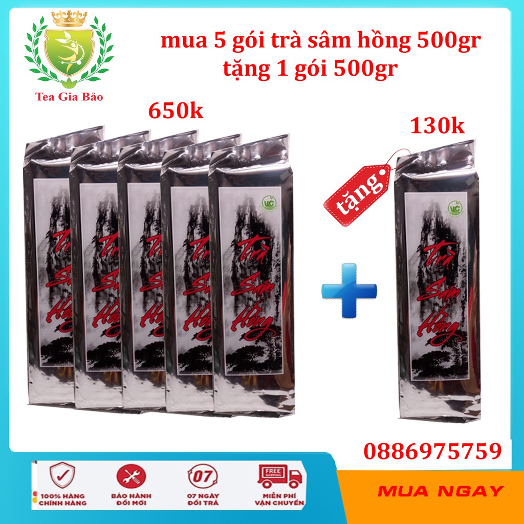 Trà Sam Hồng mua 5 Tặng 1 gói 500gr và 1 gói ngâm chân - an thầ ngủ ngon, dại dày bao tử,trà sâm hồng vg,tra sam hong