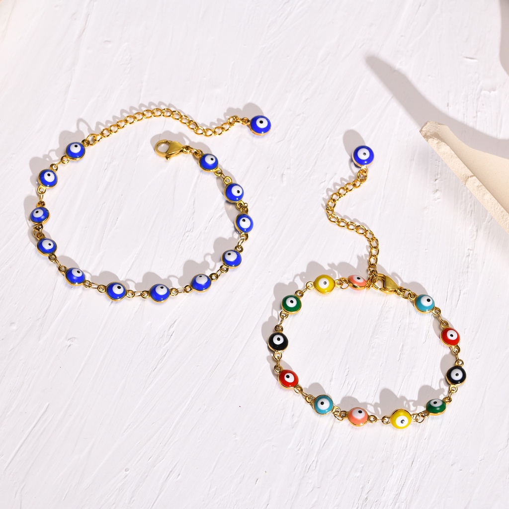 Vnox Vòng Tay Mắt Quỷ Mini 7.5 Inch Phối Khóa Cài Màu Xanh Lam Quyến Rũ Cho Nữ