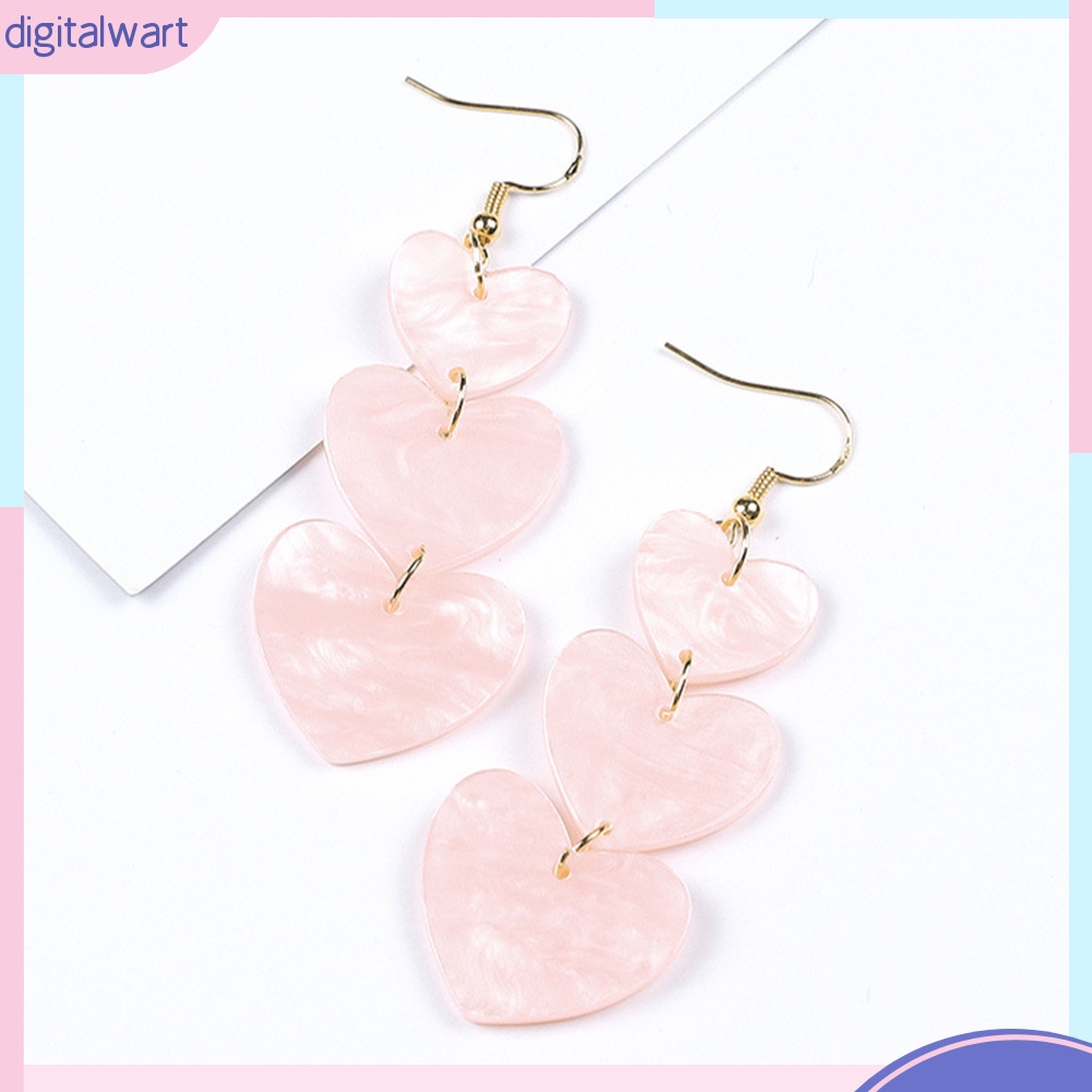 Khuyên móc tai lủng lẳng dài hình trái tim tình yêu ngọt ngào