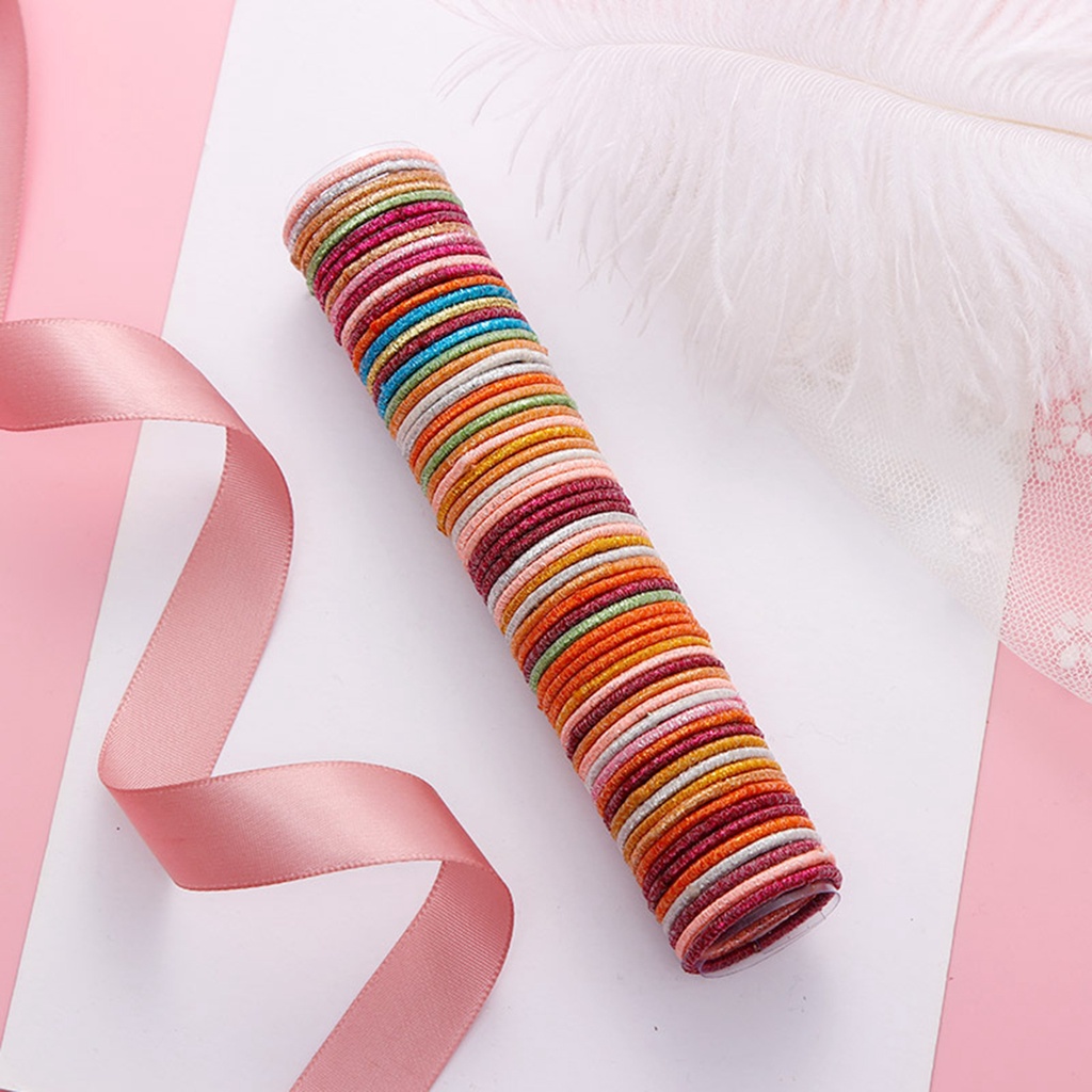 Set 50 Dây Buộc Tóc Cao Su Co Giãn 3cm Tạo Kiểu Tóc Đuôi Ngựa Cho Nữ