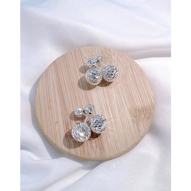 Khuyên tai quả trước sau hồ lô sành điệu bạc thật phay sáng có cả loại mạ vàng trắng