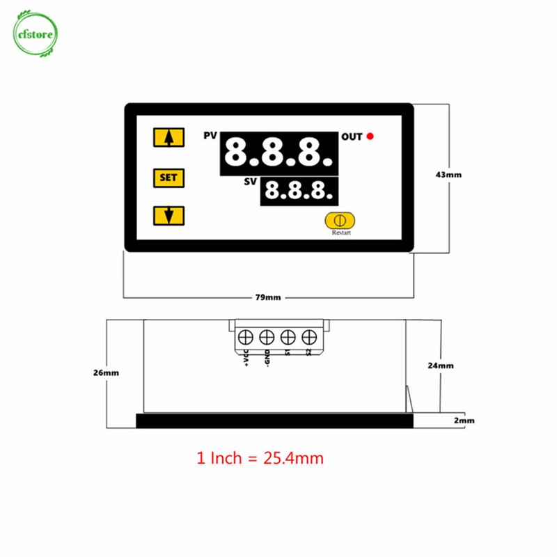 Bộ Điều Khiển Nhiệt Độ Có Màn Hình Led Cảm Ứng Cf W3230 Dc 12v 24v 110v-220v Ac