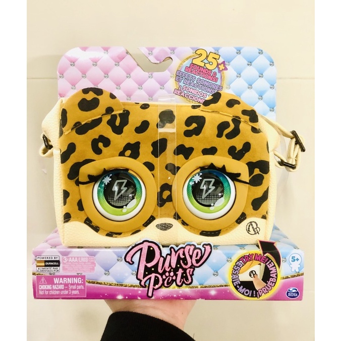 Túi Purse Pets hoạ tiết da báo sang xịn có chức năng hàng xuất UK của Spinmaster