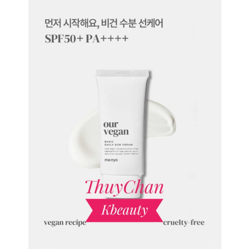MS49  Kem chống nắng vật lí Manyo Our Vegan Cica/Basic/Tone up Daily Sun Cream 50ml