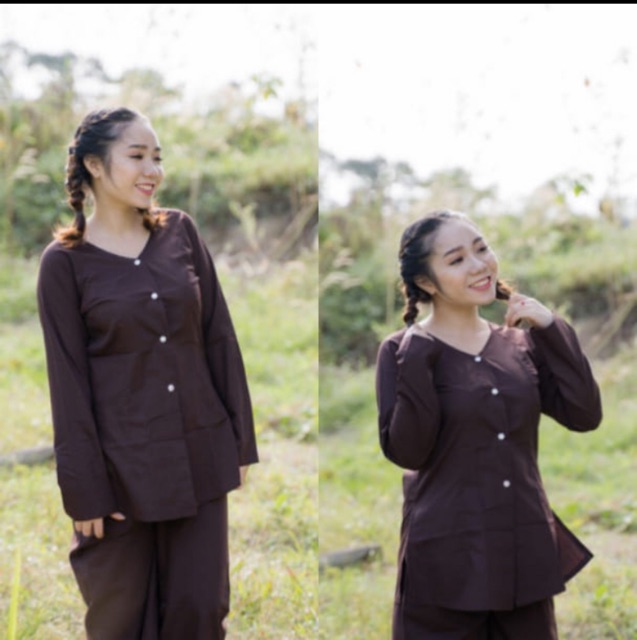 áo bà ba nâu nam nữ kate | BigBuy360 - bigbuy360.vn