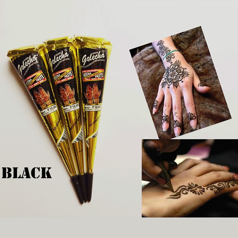 Mực henna Ấn Độ chính hãng( tặng 6 khuôn xăm)