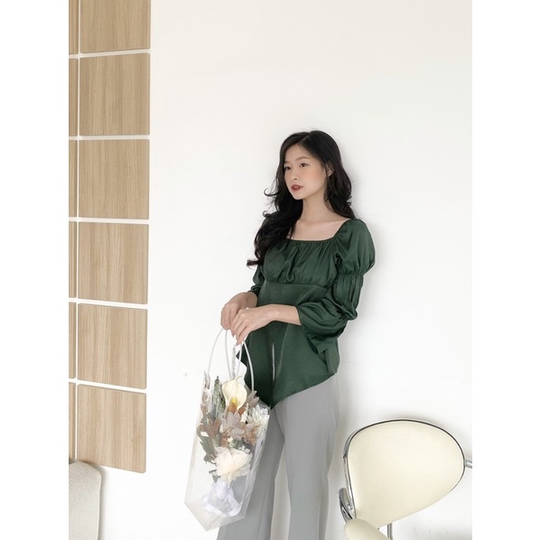 YU CHERRY | Áo lụa nữ xẻ tà, Minnie top YA405