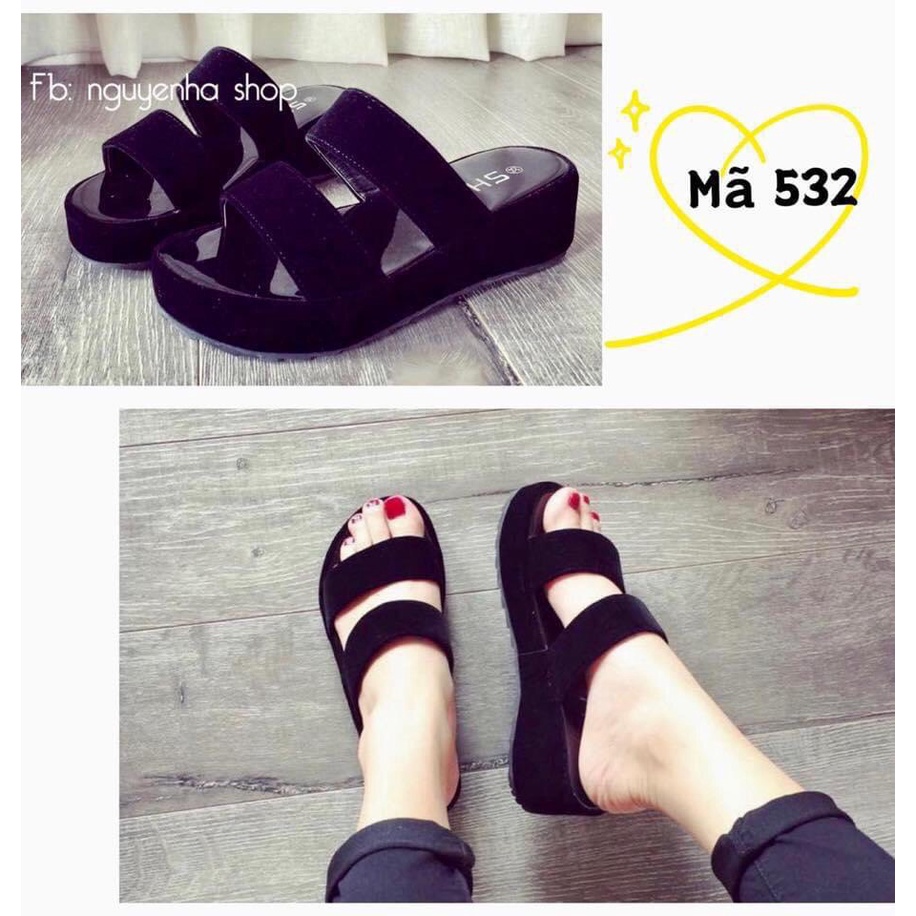 Dép Nhung 2 Quai Hộp Xanh SHLL 💥3 CỠ ĐẾ💥 Dép Đế Bằng  Nhập Khẩu Cao Cấp 532 6532 66532
