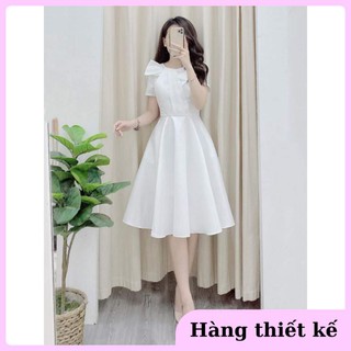 ( Hàng cao cấp ) Đầm dự tiệc xòe nơ cổ sang trọng quý phái