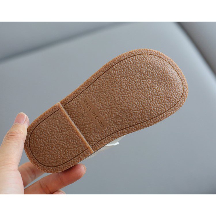 Giày búp bê bằng da đính nơ phong cách Hàn Quốc dành cho bé gái 1-8 tuổi