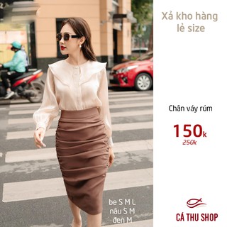 Chân váy bút chì rúm chỉ còn KEM