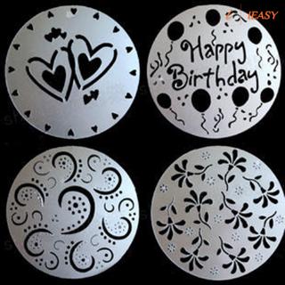 IE❤4x DIY Cake Decorating Flowers Heart Printed Pattern Stencil Designs Baking Tool